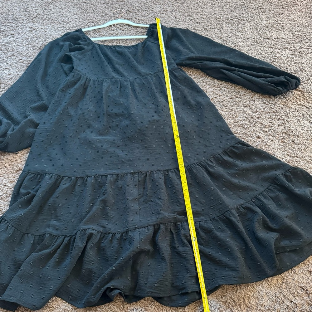 Hyfve Black Puff Sleeve Midi Dress Square Neck On Off Shoulder M - Picture 8 of 11